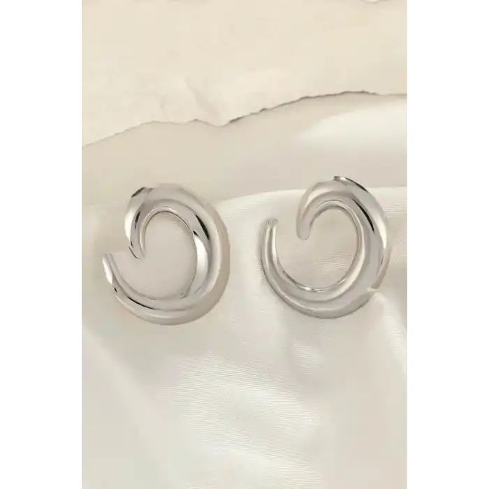 Gümüş Renk Oval Çelik Küpe (Çift)