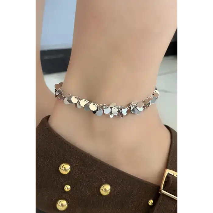 Gümüş Renk Pul Detaylı YSX Halhal