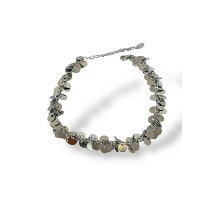 Gümüş Renk Pul Detaylı YSX Halhal