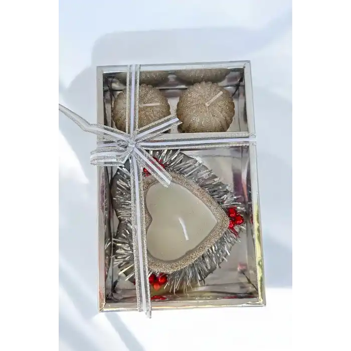 Gümüş Renk Sim Detaylı Dekoratif Mum