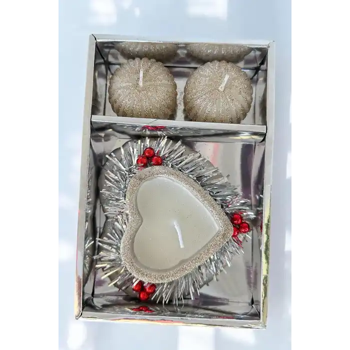 Gümüş Renk Sim Detaylı Dekoratif Mum