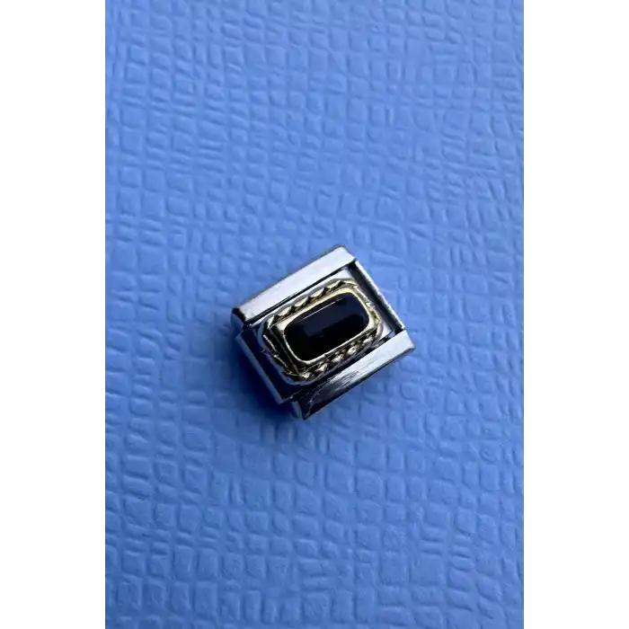 Gümüş Renk Siyah Taş Detaylı Çelik Nomination Charm (Tek)