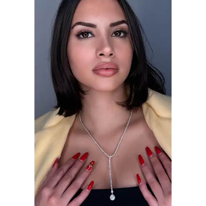 Gümüş Renk Su Yolu 14K Altın Kaplama VİP Kolye