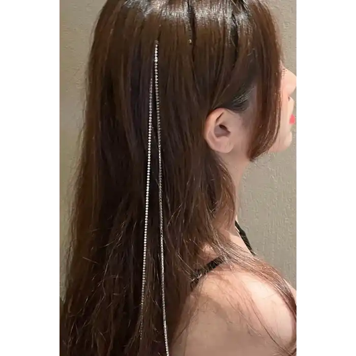 Gümüş Renk Su Yolu Saç Işıltısı Yan Postiş