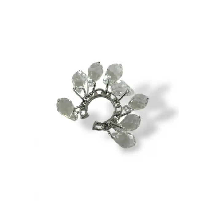 Gümüş Renk Taş Detaylı 14K Altın Kaplama TX Ear Cuff (Tek)