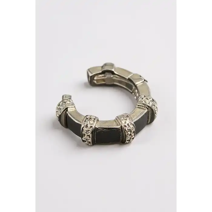 Gümüş Renk Taş Detaylı 14K Altın Kaplama TX Ear Cuff (Tek)