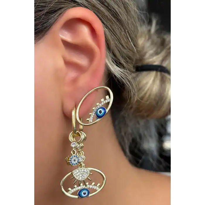 Gümüş Renk Taş Detaylı 3lü YSX Küpe Set