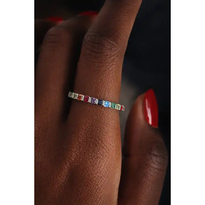 Gümüş Renk Taş Detaylı Ayarlanabilir Tamtur Yüzük