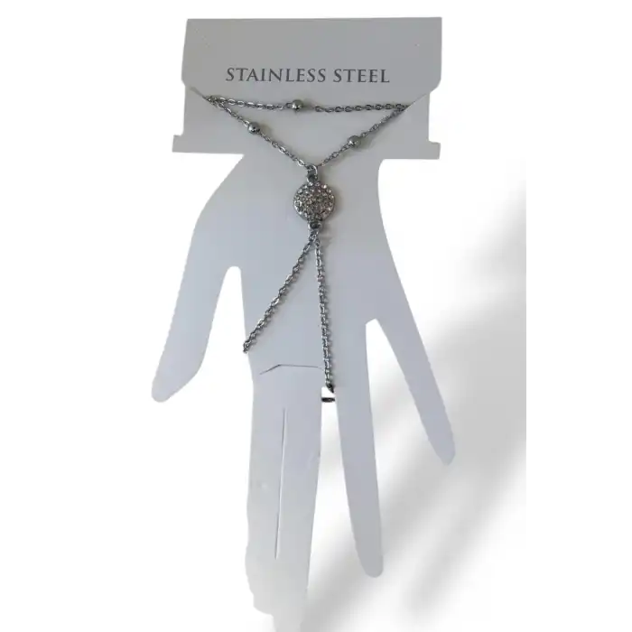 Gümüş Renk Taş Detaylı Çelik Şahmeran