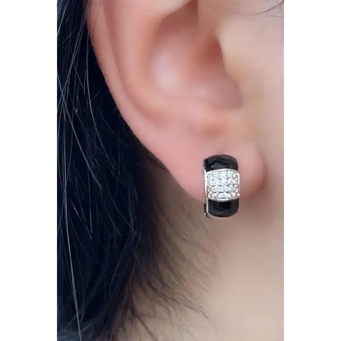 Gümüş Renk Taş Detaylı Çelik Xuping Küpe (Çift)