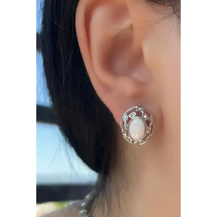 Gümüş Renk Taş Detaylı Çelik Xuping Küpe (Çift)