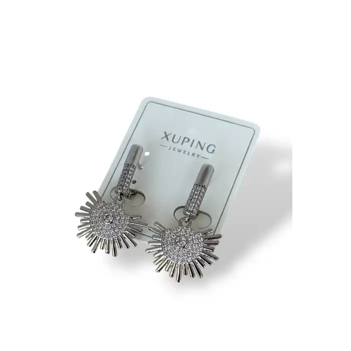 Gümüş Renk Taş Detaylı Çelik Xuping Küpe (Çift)