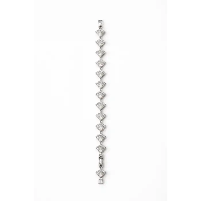 Gümüş Renk Taş Detaylı Çelik Xupıng VİP Bileklik