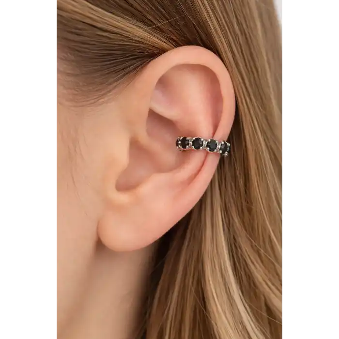 Gümüş Renk Taş Detaylı Çelik Xupıng VİP Earcuff (Çift)