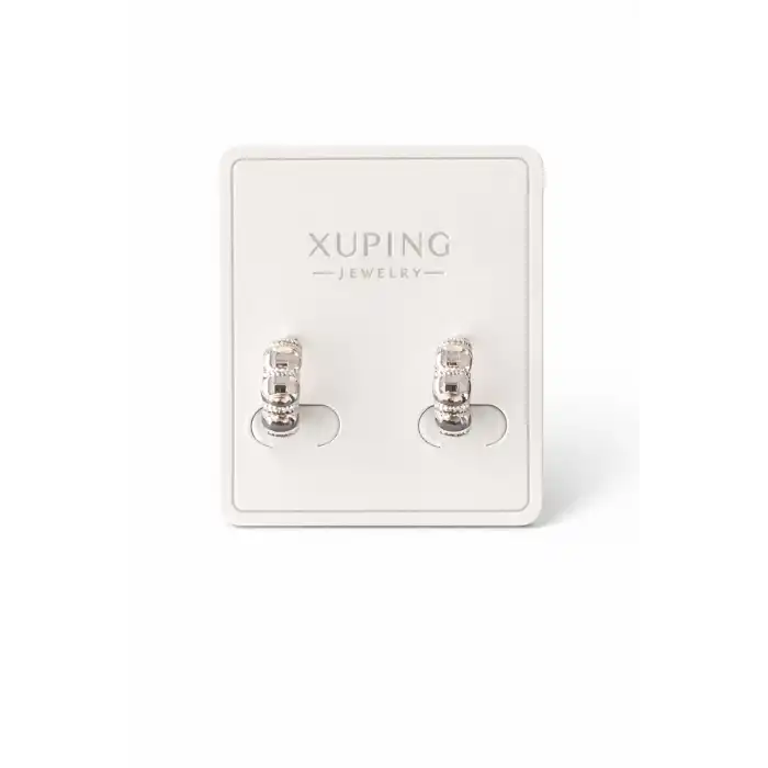 Gümüş Renk Taş Detaylı Çelik Xupıng VİP Küpe