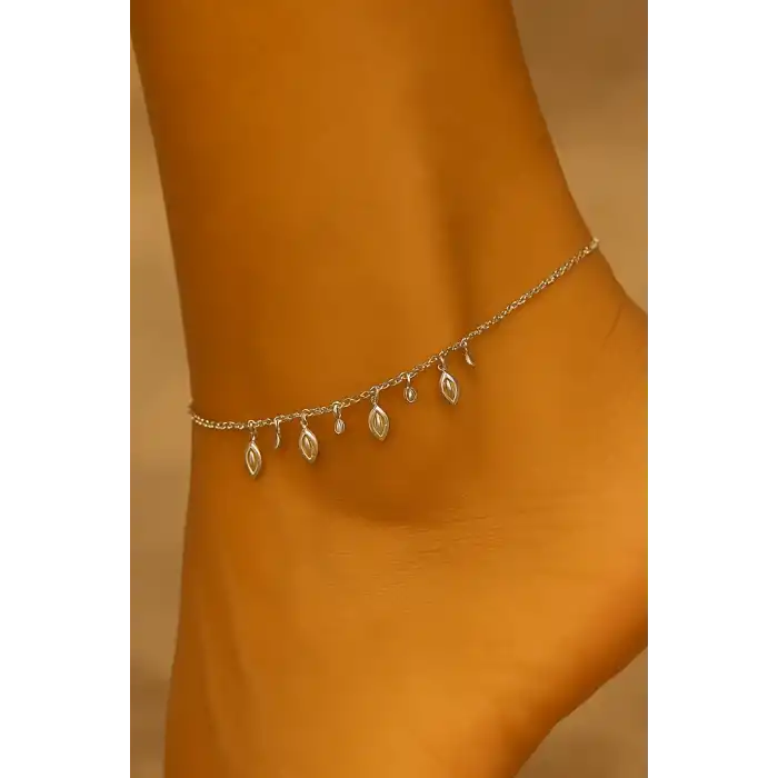 Gümüş Renk Taş Detaylı Halhal