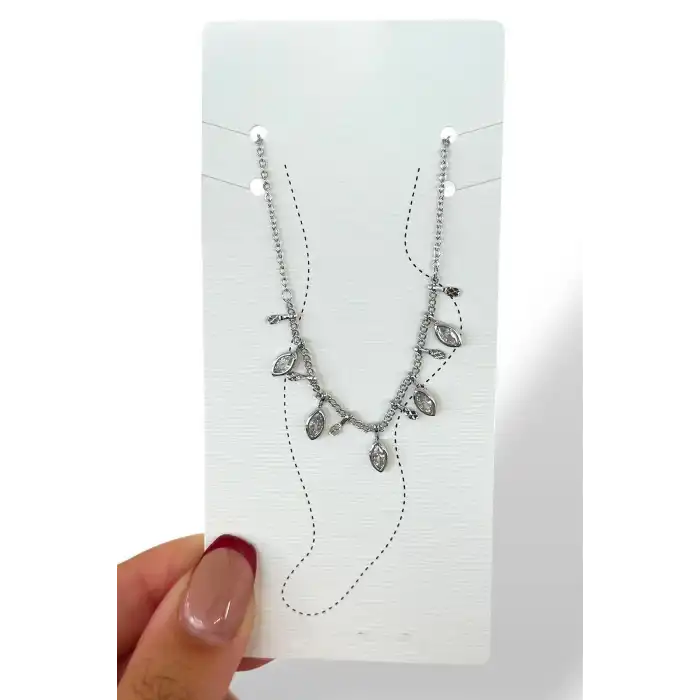 Gümüş Renk Taş Detaylı Halhal