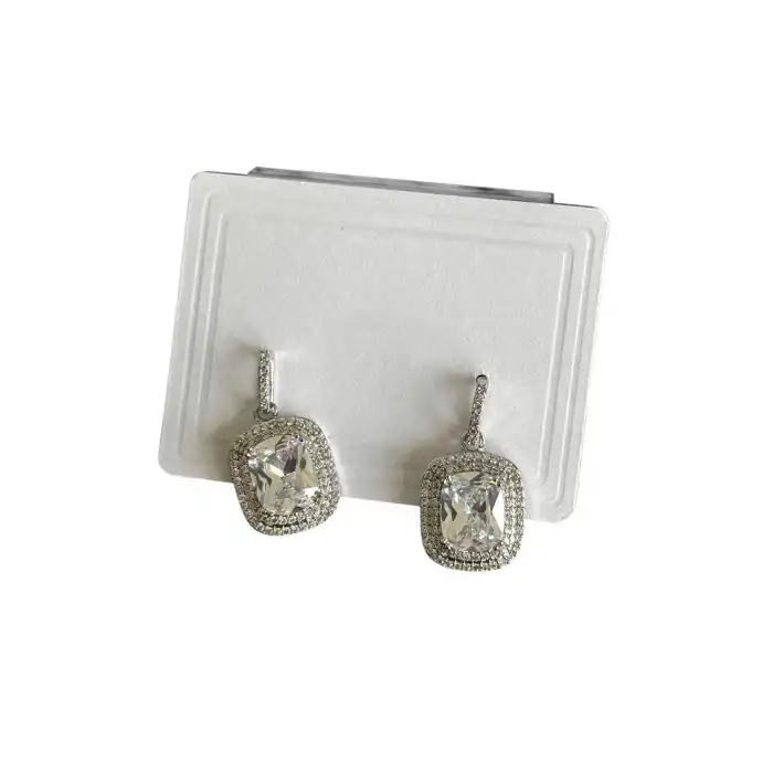 Gümüş Renk Taş Detaylı Küpe (Çift)