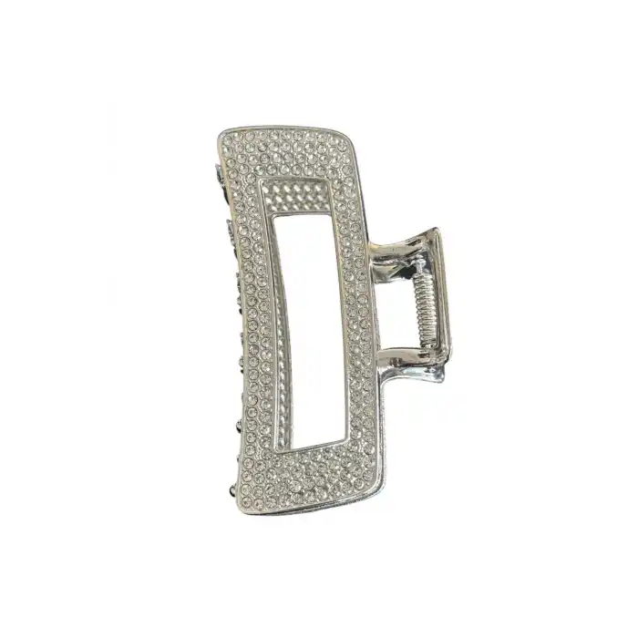 Gümüş Renk Taş Detaylı Metal Mandal Toka