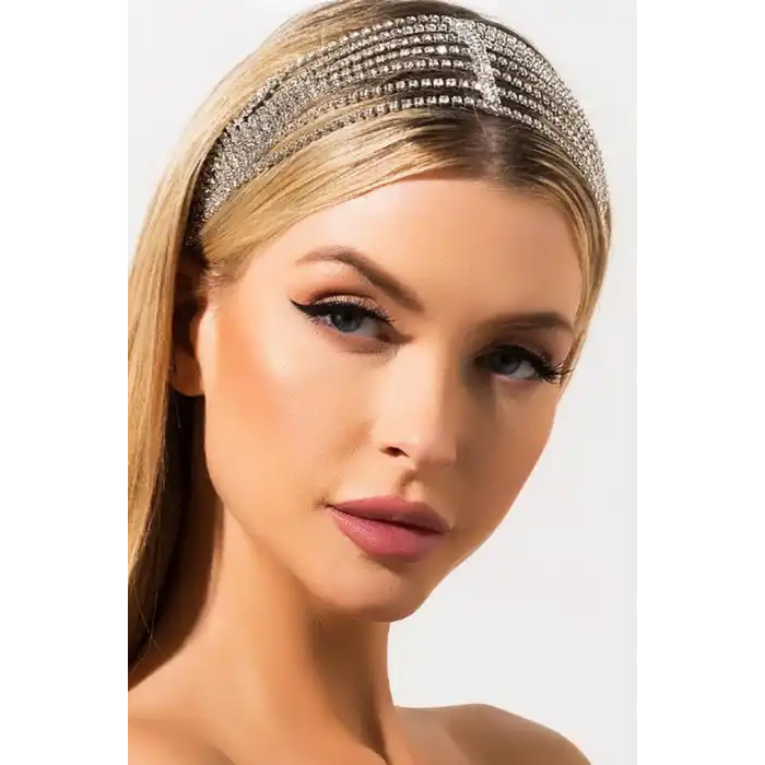 Gümüş Renk Taş Detaylı Saç Aksesuarı/ Kına Aksesuarı