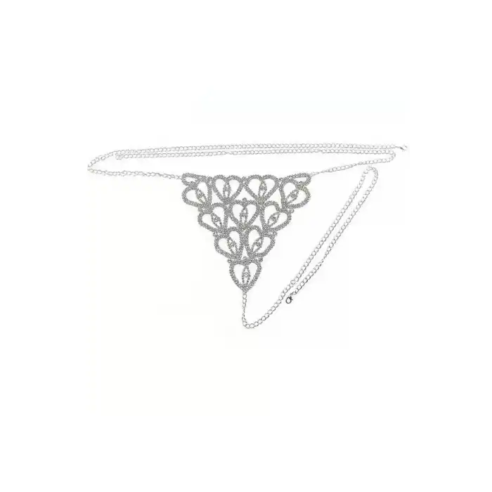 Gümüş Renk Taş Detaylı Tanga