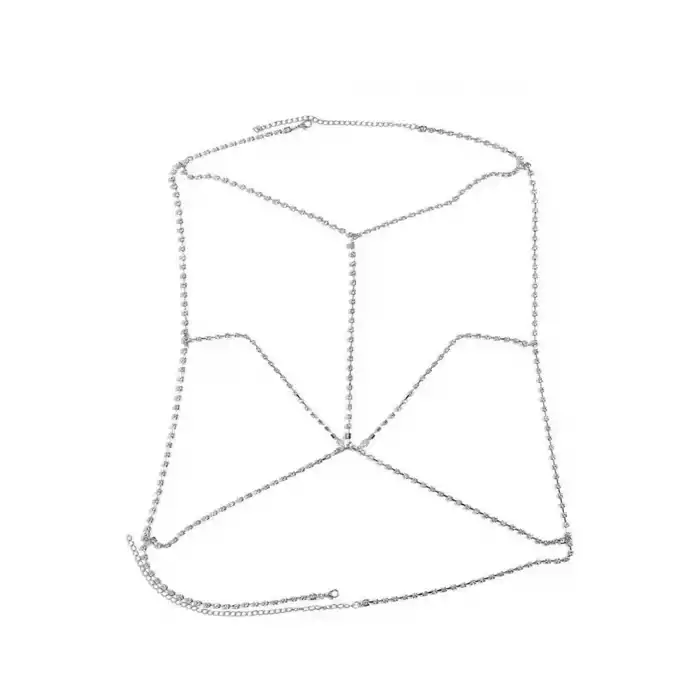 Gümüş Renk Taş Detaylı Tasarım Vücut Aksesuar