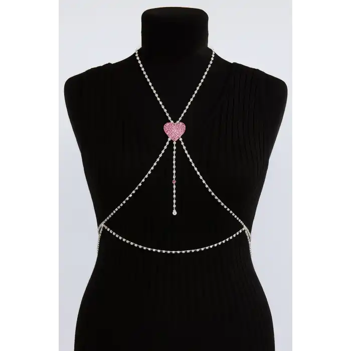 Gümüş Renk Taş Detaylı Tasarım Vücut Aksesuar