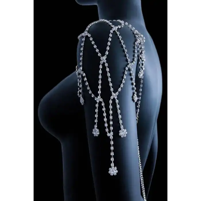 Gümüş Renk Taş Detaylı Tasarım Vücut Aksesuar