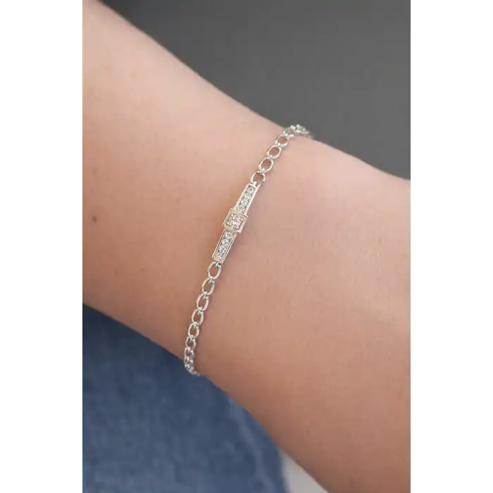 Gümüş Renk Taş Detaylı Xuping VİP Bileklik