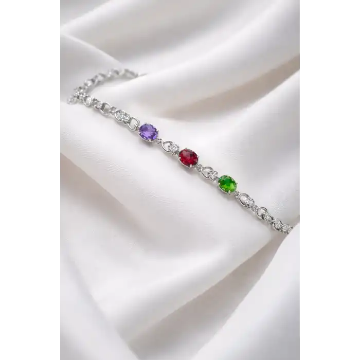 Gümüş Renk Taş Detaylı Xuping VİP Bileklik