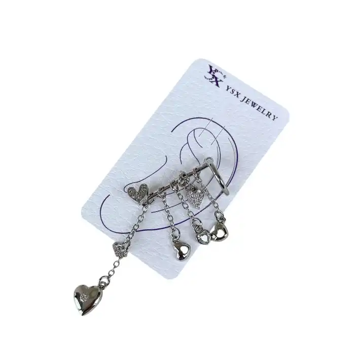 Gümüş Renk Taş Detaylı YSX Ear Cuff Küpe