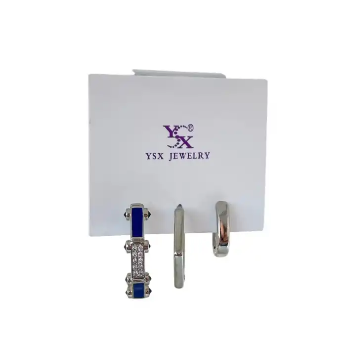 Gümüş Renk Taş Detaylı YSX Küpe 3lü