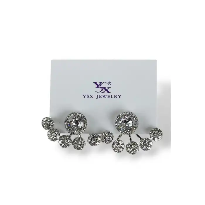 Gümüş Renk Taş Detaylı YSX Küpe (Çift)