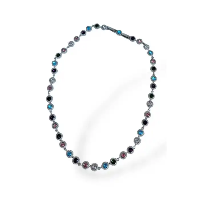 Gümüş Renk Taş Detaylı YSX VİP Tasarım Kolye