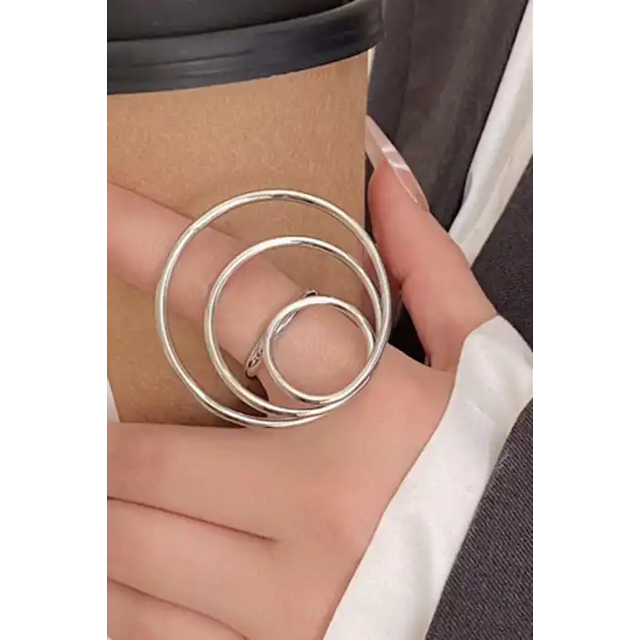 Gümüş Renk Tasarım Yüzük