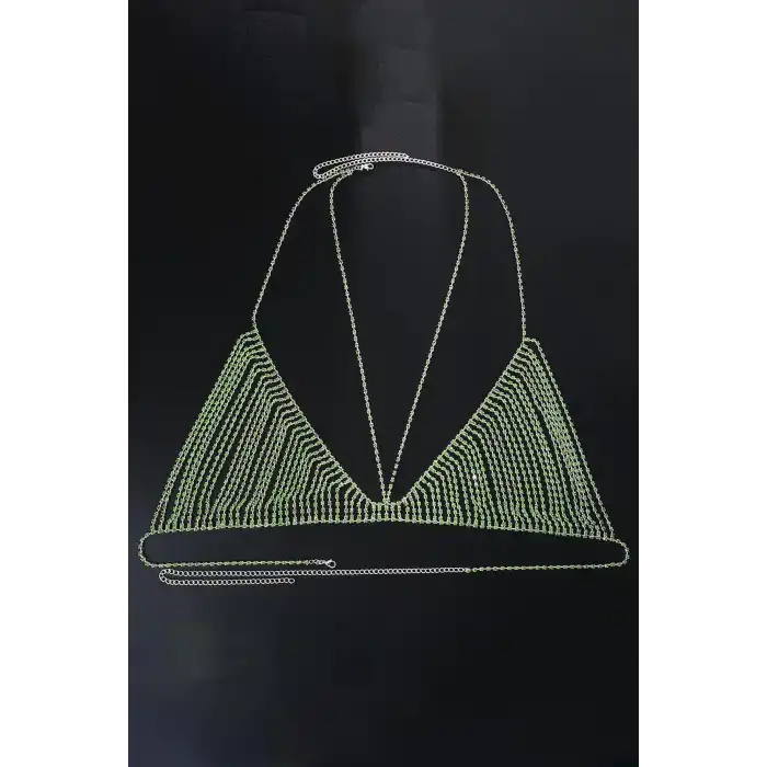 Gümüş Renk Taşlı Bikini Üstü /Bralet /Vücut Aksesuarı