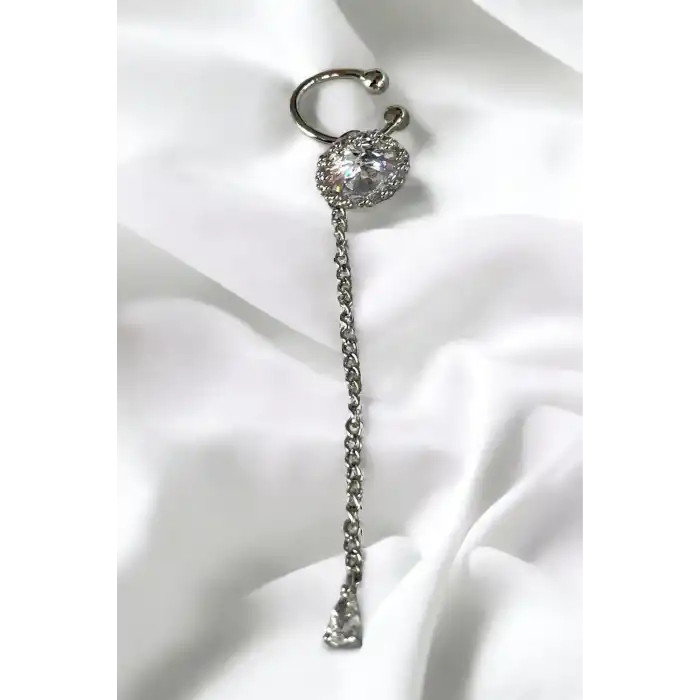 Gümüş Renk Taşlı Ear Cuff (Tek)