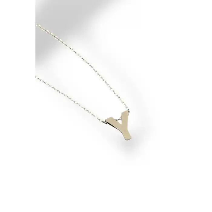 Gümüş Renk Y Harf Çelik Kolye