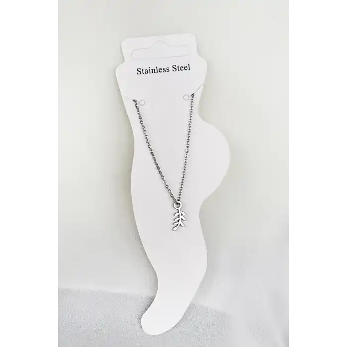 Gümüş Renk Yaprak Figürlü Çelik Halhal