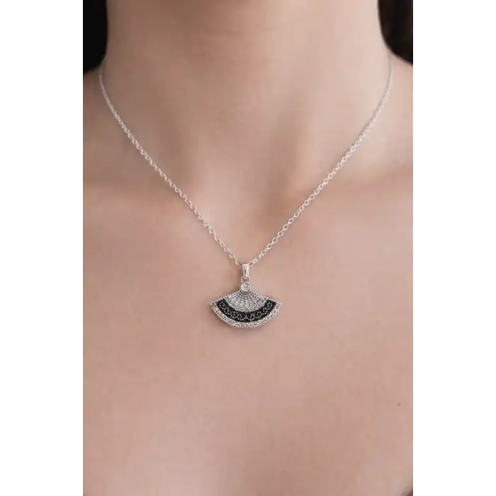 Gümüş Renk Yelpaze Figürlü Çelik Kolye