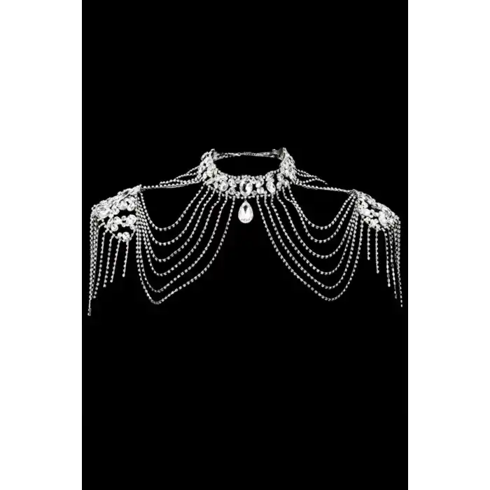 Gümüş Renk Yeşil Taş Detaylı Tasarım Vücut Aksesuar