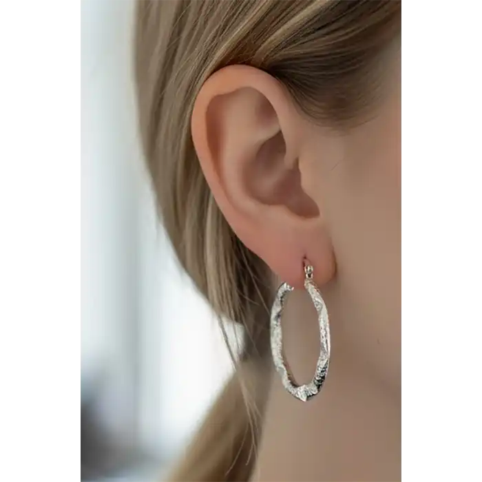 Gümüş Renk YSX Halka Küpe (Çift)