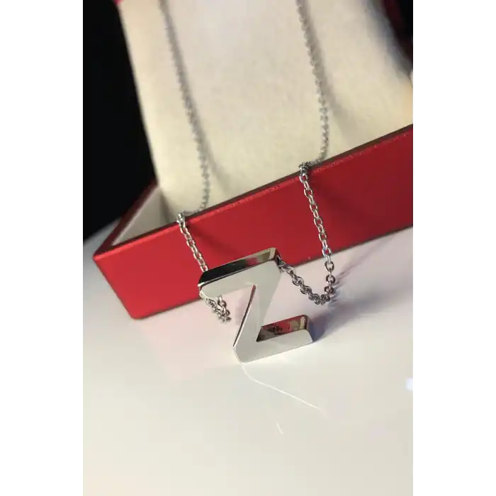 Gümüş Renk Z Harf Çelik Kolye