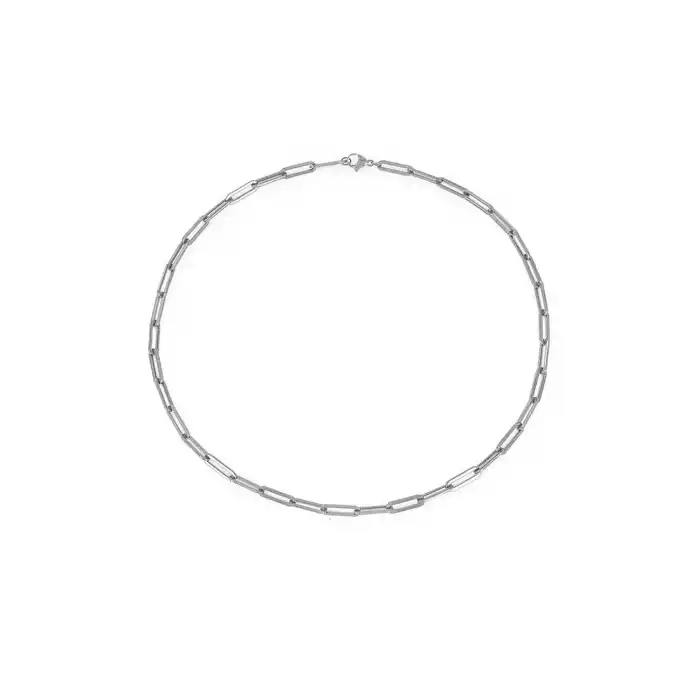 Gümüş Renk Zincir Detaylı Unisex Çelik Kolye