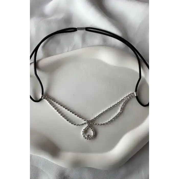 Gümüş Renk Alınlık, Kristal Taşlı Saç Aksesuarı, Gelin Tacı, Nişan Nikah Kına Saç Aksesuarı