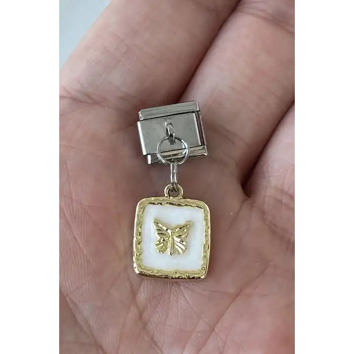Gümüş Ve Altın Renk Çelik Nomination Charm (Tek)