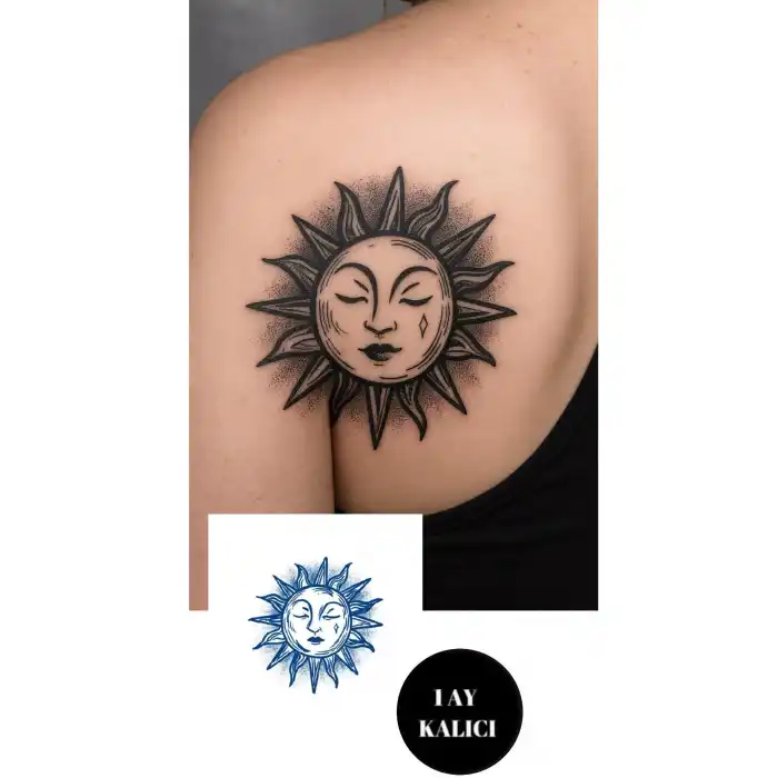 Güneş Figürlü 12 Saat Sonra Kararan Geçici Mini Dövme Tattoo