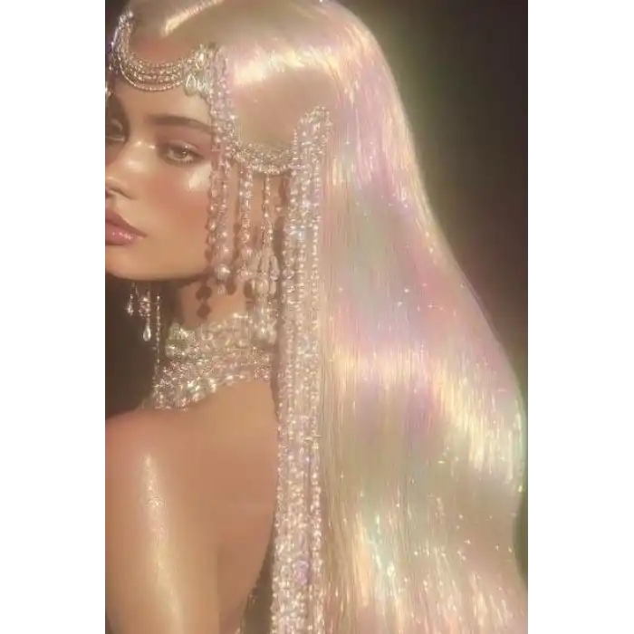 Hologramlı Yan Postiş Hair Tinsel Shiny Hair (50 Cm)