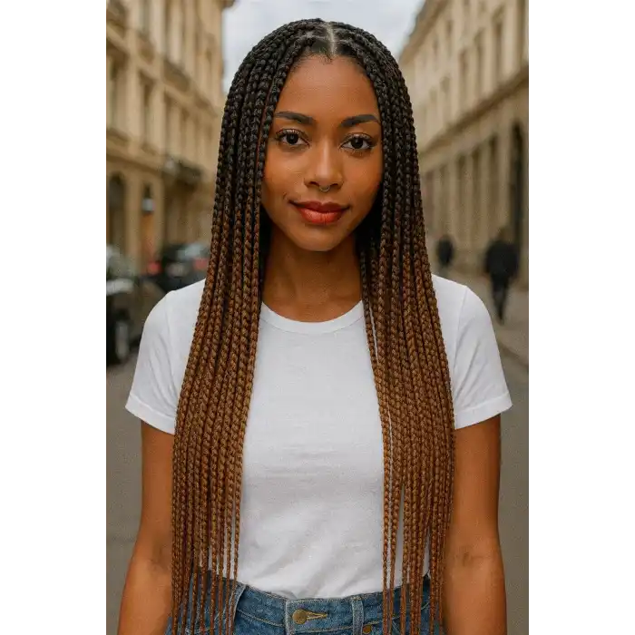 İki Renk Ombreli Afrika Zenci Örgüsü Box Braid Sentetik Saç 60cm 100gr