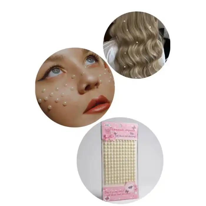 İncili Vücut, Saç Ve Yüz Taşı/ Yapışkanlı İncili Yüz Sticker